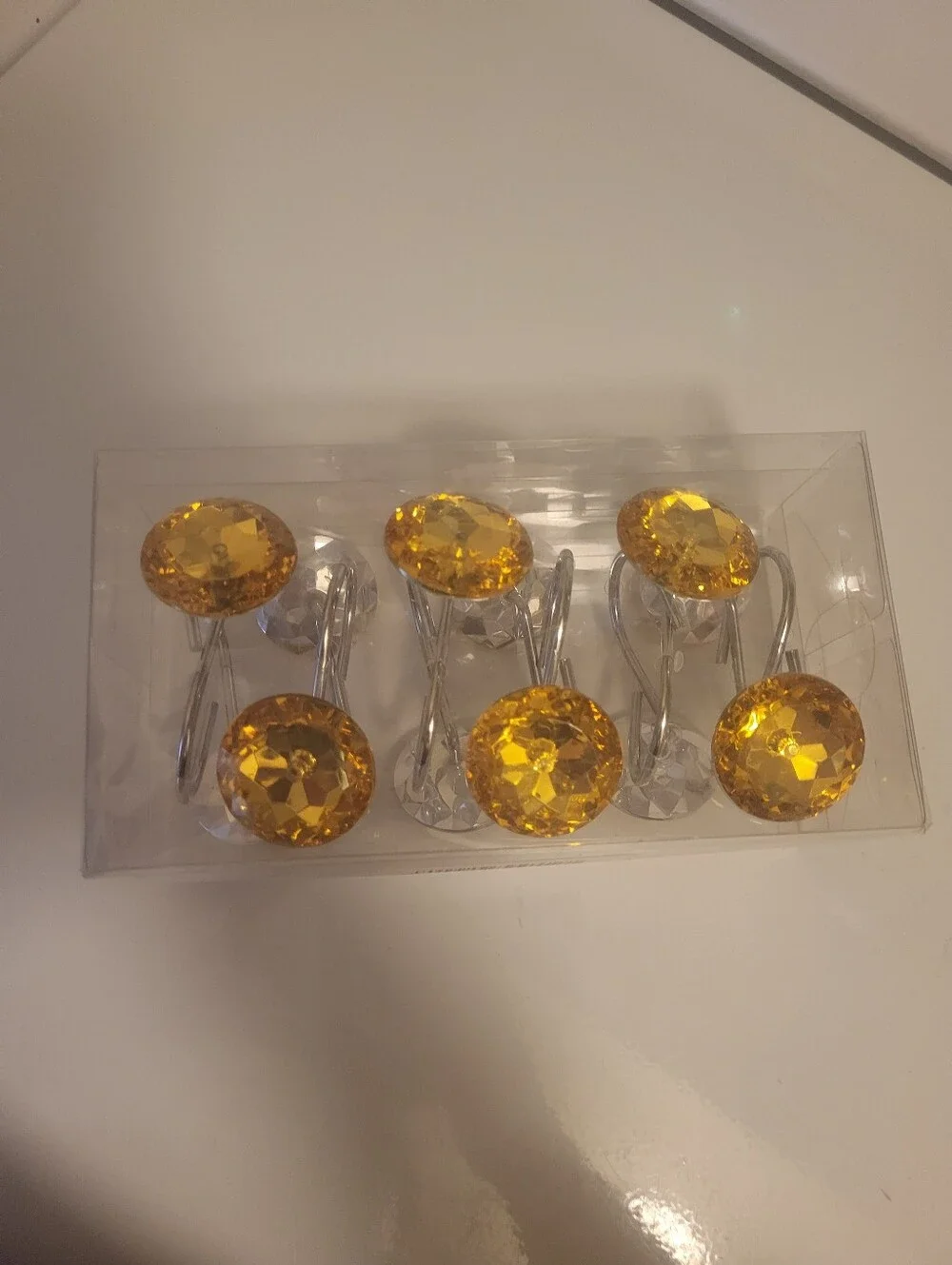 Yellow Gem Shower Curtain Hooks - Decorative Set